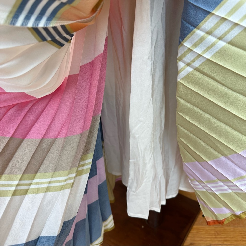 Pleated Chevron Midi Skirt in Multicolor Stripe - Picture 13 of 14